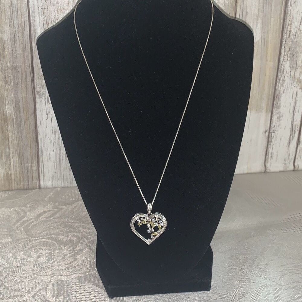 Sterling Silver 925‎ Heart Pendant Necklace Italy 18”